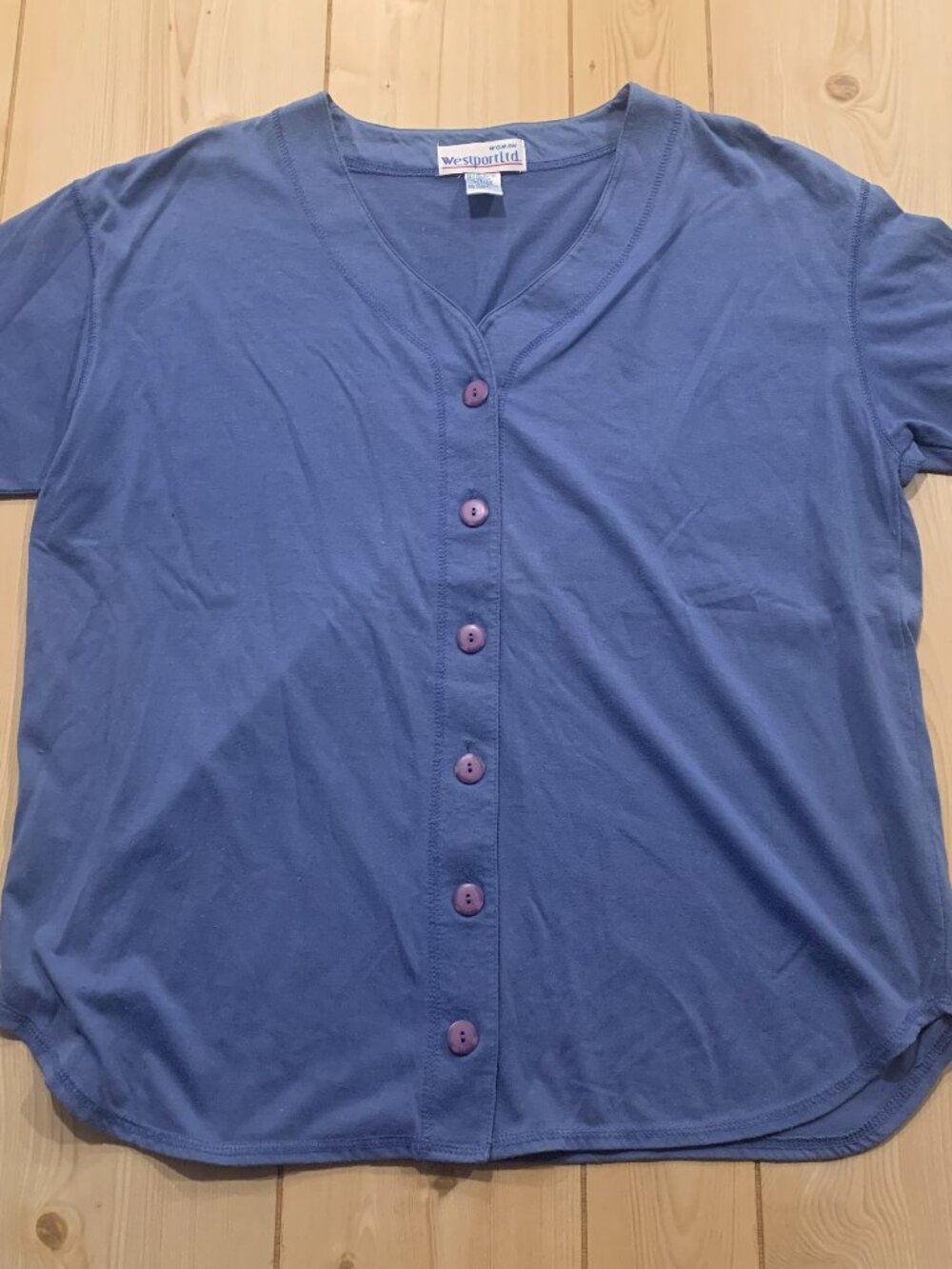 Vintage 90s Westport Ltd. Retro Casual Button-Down Blue Shirt Women's Size 18/20